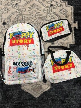 Poppy story Kids White Backpack Set with Musical Notes